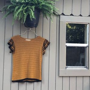 SOLD LOFT Ruffled Half Sleeve Shirt